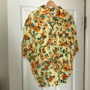 Zara Yellow Floral button down short sleeve